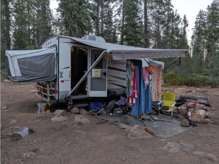 A camp trailer.