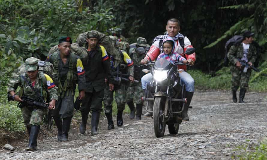 Members of the Farc make their journey towards a demobilization zone. At its height the group claimed as many as 20,000 members.