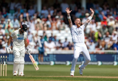 Ben Stokes appeals for the wicket of Mitchell