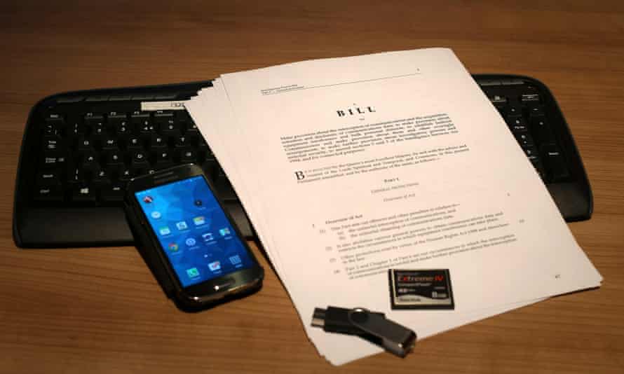 Investigatory Powers bill on a keyboard with a smartphone
