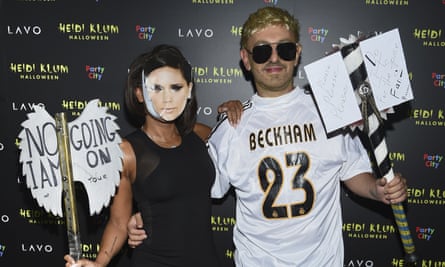 Mel B and boyfriend Gary Madatyan – dressed as Victoria and David Beckham – attend Heidi Klum’s Halloween party in New York, 31 October 2018.