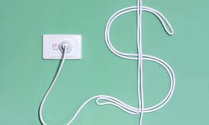 Electricity wall socket and power cord in the dollar sign