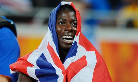 Christine Ohuruogu celebrates winning 400m gold at the 2008 Olympics.