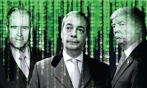 Rogues gallery: Observer New Review feature. Left to right: Robert Mercer, Nigel Farage & Donald Trump