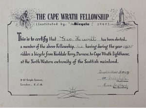 Cape Wrath Certificate National Cycle Archive, Warwick