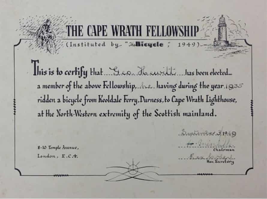 Cape Wrath Certificate National Cycle Archive,  Warwick