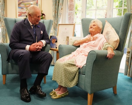 King Charles meeting the world’s oldest person last year, 116-year-old Ethel Caterham.