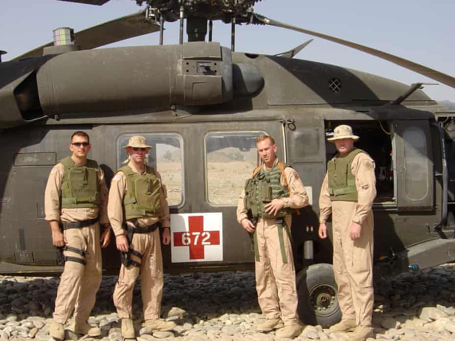 A Blackhawk medevac helicopter and its crew.