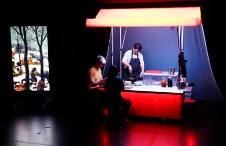 Screen projections aid the storytelling in Haribo Kimchi.