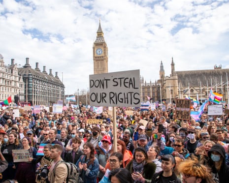 A protest in London last April after the UK supreme court’s ruling on the definition of a woman in the Equality Act.
