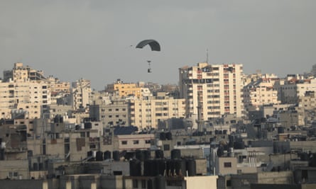Food aid is dropped into Gaza City