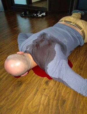 Staged photograph of the ‘dead’ body of Arkady Babchenko.