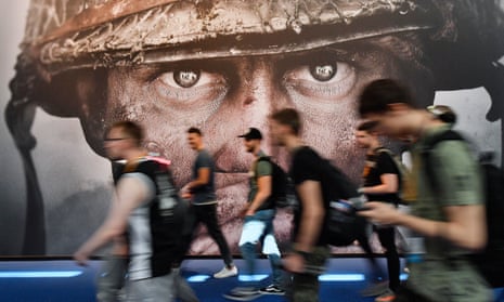An ad for the video game Call of Duty, created by Activision Blizzard, at the Gamescom fair in Cologne, Germany, in 2017.