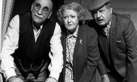 Warren Mitchell, McSharry, and James Ellis in the BBC series In Sickness and in Health,