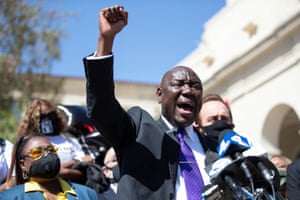 Civil rights attorney Benjamin Crump rallying earlier this month in California.