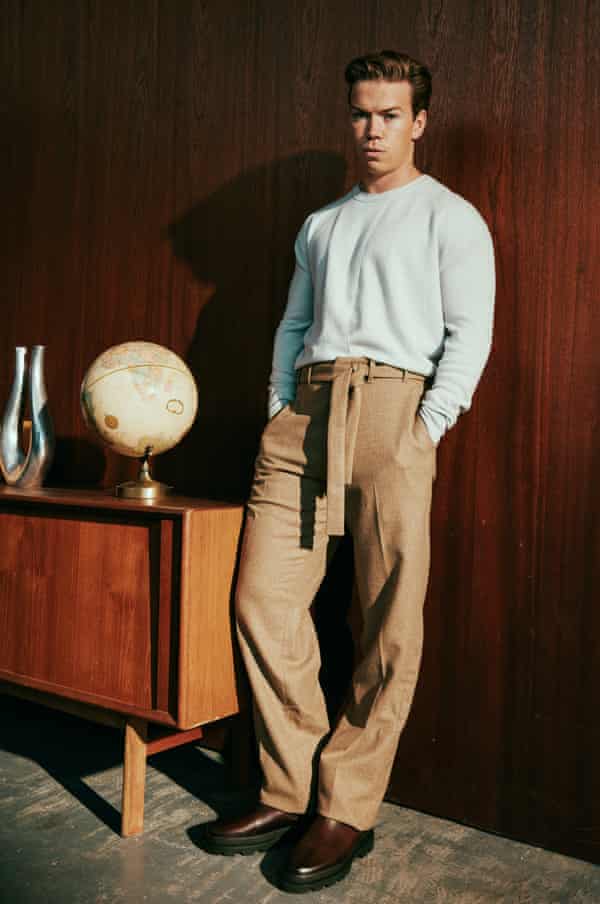 Will Poulter wears jumper and trousers some  by Ermenegildo Zegna (zegna.com) and boots by russellandbromley.co.uk.