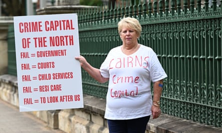 An anti youth crime rally at parliament house, Brisbane.