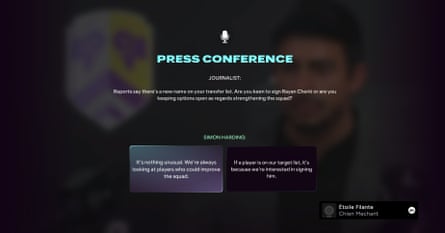 In game screenshot of how press conferences work in EA Sports FC 27.