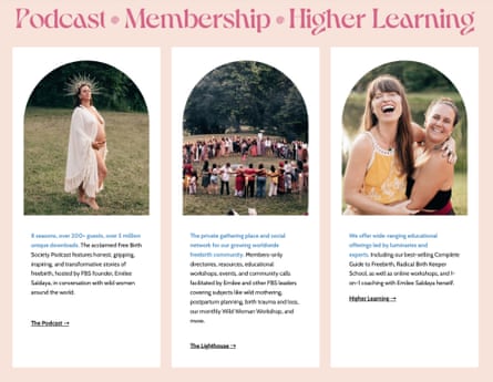 Screengrab from Free Birth Society website