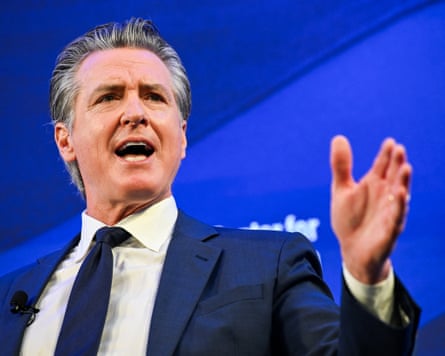 Gavin Newsom gestures arsenic he speaks