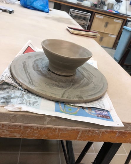 Clay bowl being made