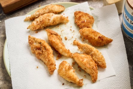 Homemade fish fingers.