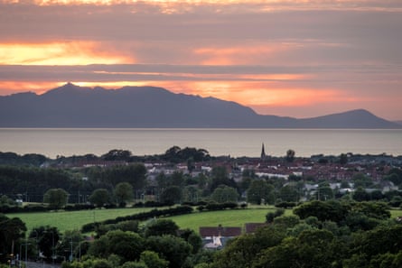 Sunset view of Arran’s hills across the water