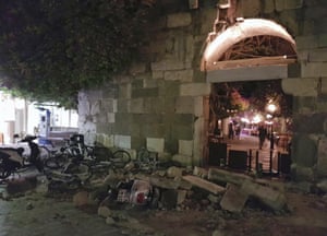 Buildings in Kos were damaged after the strong 6.7 magnitude quake.