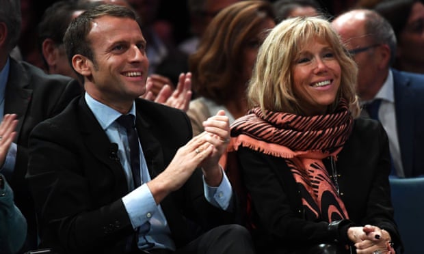 Emmanuel Macron and his wife Brigitte