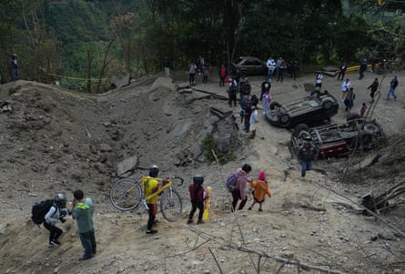 The site of an attack on the Pan-American Highway in Cajibio, Colombia, 26 April 2026
