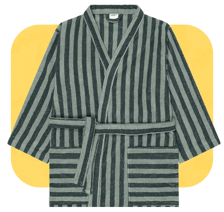 Piglet in Bed striped bathrobe