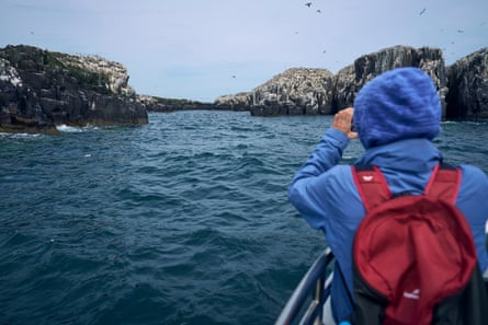 A person looks out to sea from a boat