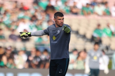 Mat Ryan warms up at Rose Bowl Stadium in Pasadena, California