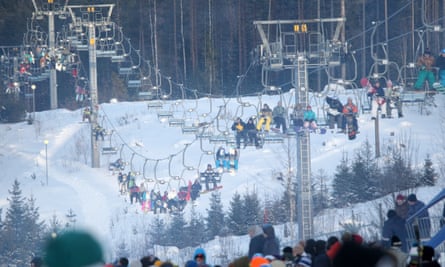 People at the ski resort of Igora, outside St Petersburg
