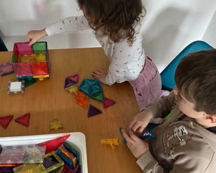 Kids playing with Connetix tiles