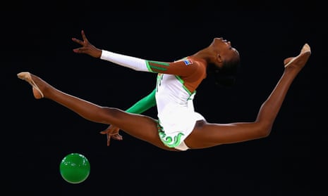 South Africa’s Grace Legote in the ball section of the rhythmic gymnastic individual final at the last Games, in Glasgow in 2014.