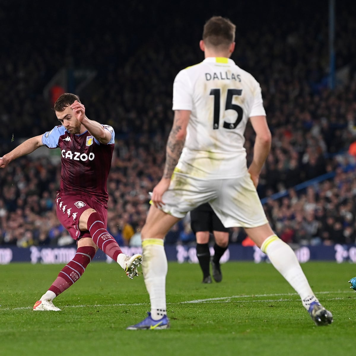 Aston Villa's Calum Chambers delivers hammer blow to flailing Leeds | Premier League | The Guardian
