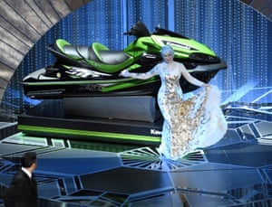 Helen Mirren On A Jet Ski And Bb8 Backstage Oscars 2018 Highlights In Pictures Film The Guardian Jet Ski At 2022 Academy Awards