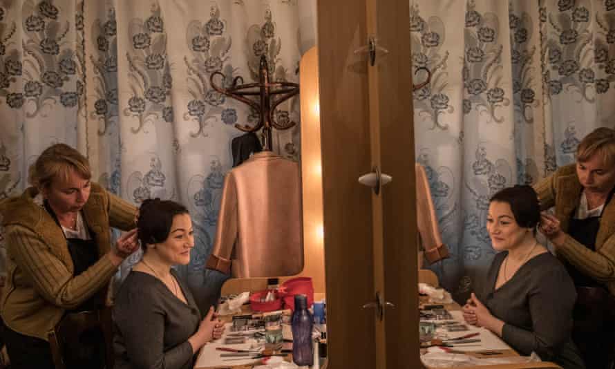 Opera theater reopeningThe actress Olha Fomichova during the hair and makeup. She personifies Rosina in the Barber of Seville.