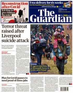 Guardian front page, November 16, 2021
