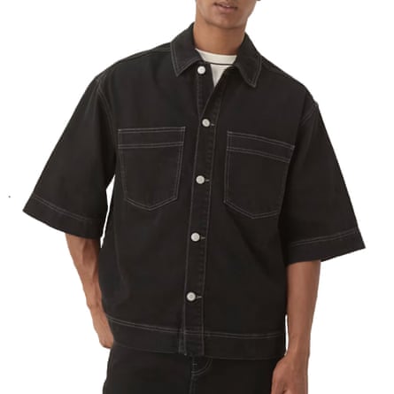 ASOS nu western denim shirt with three quarter length sleeves and stitch detail