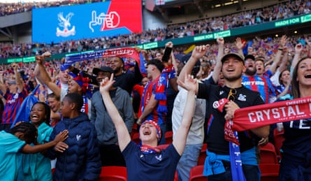 Crystal Palace fans celebrate the opening goal
