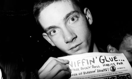 The proto forum ... A punk holds a copy of Sniffin’ Glue fanzine.