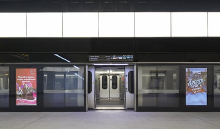 Warm lighting at platform level.