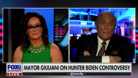 ‘Apologise!’: Rudy Giuliani reacts angrily to questioning in Fox interview fiasco – video