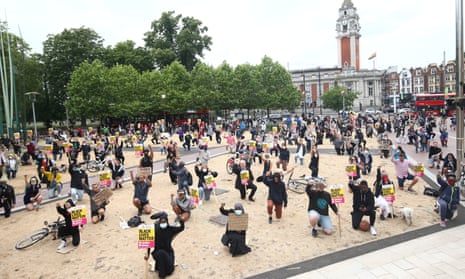 A Black Lives Matter protest at Windrush Square in Brixton, south London, in June 2020.