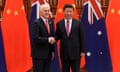The Chinese president, Xi Jinping, shakes hands with Australia’s prime minister, Malcolm Turnbull, ahead of the G20 summit in Hangzhou. 