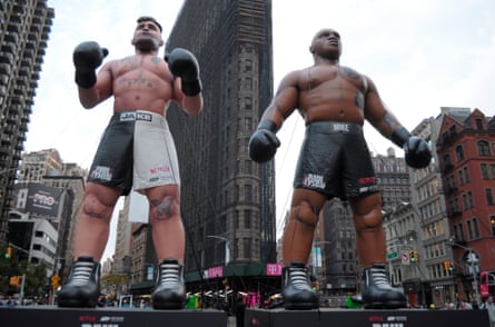 Inflatables of Jake Paul and Mike Tyson in New York this month