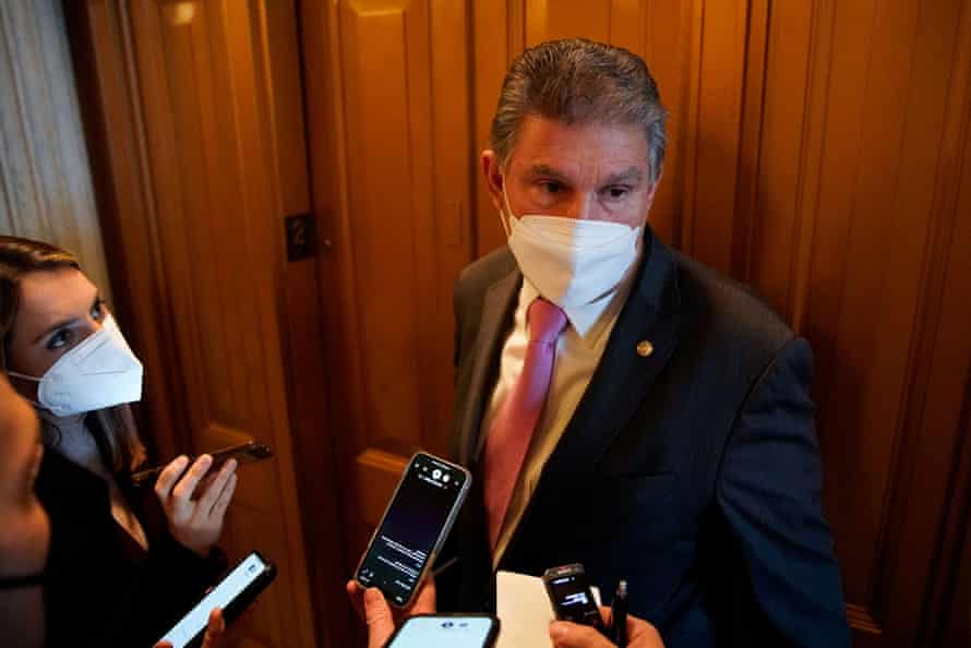 Joe Manchin speaks to reporters after voting at the US Capitol.
