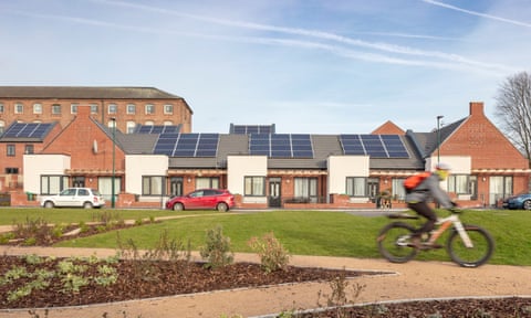 The regeneration of the Lenton Green estate in Nottingham has seen smart new low-energy brick houses with rooftop solar panels replace ailing 1960s towers.